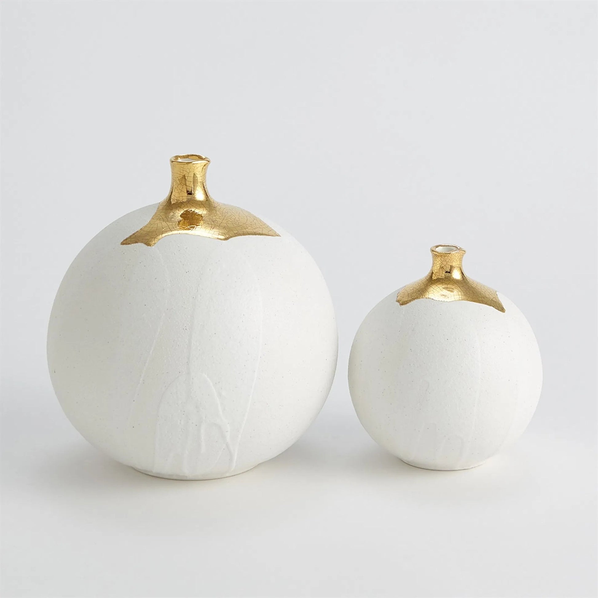 Dipped Golden Crackle/White Cylinder Vase by Global Views in white and gold. Made from unique in a modern style.