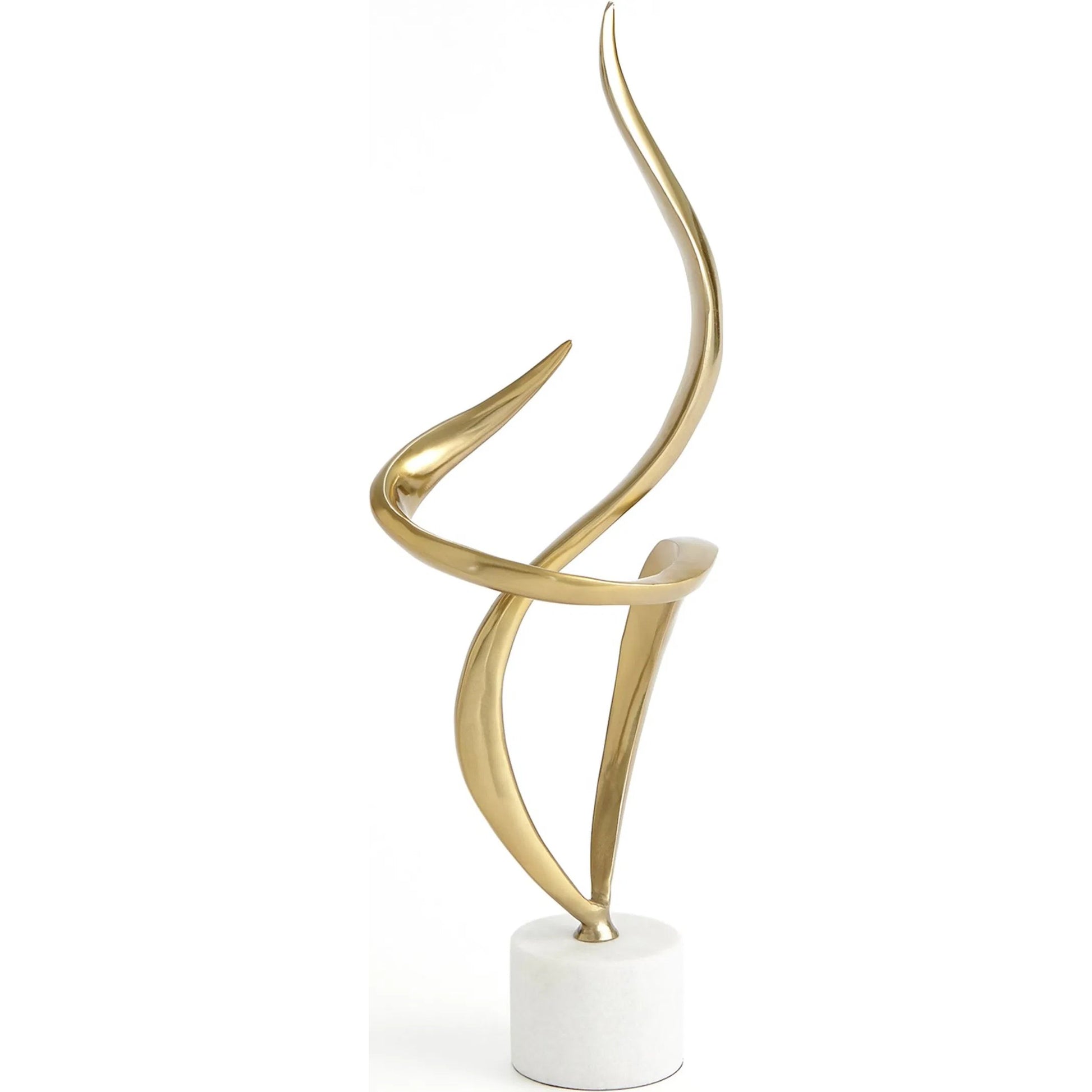 Swirl Metal Sculpture by Global Views in brass and marble. Made from unique in a transitional style.
