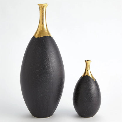 Dipped Golden Crackle/Black Sphere Vase by Global Views in black and gold. Made from unique in a modern style.