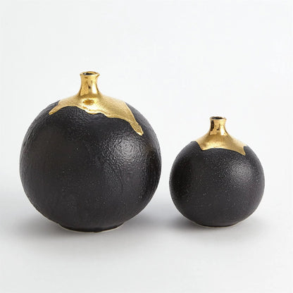 Dipped Golden Crackle/Black Cylinder Vase by Global Views in black and gold. Made from unique in a modern style.