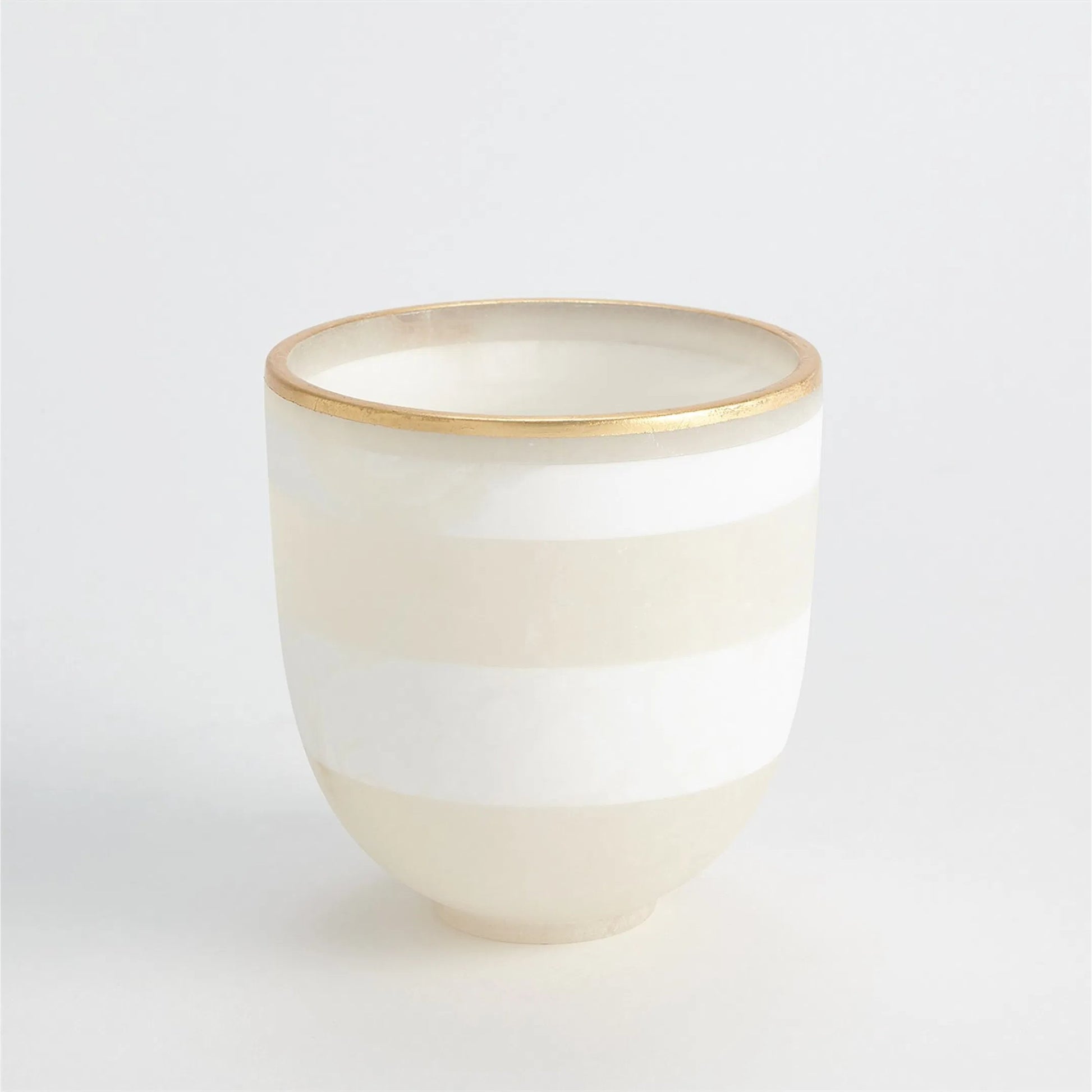 Striped Alabaster Bowl by Global Views in white and gold. Made from unique in a unique style.