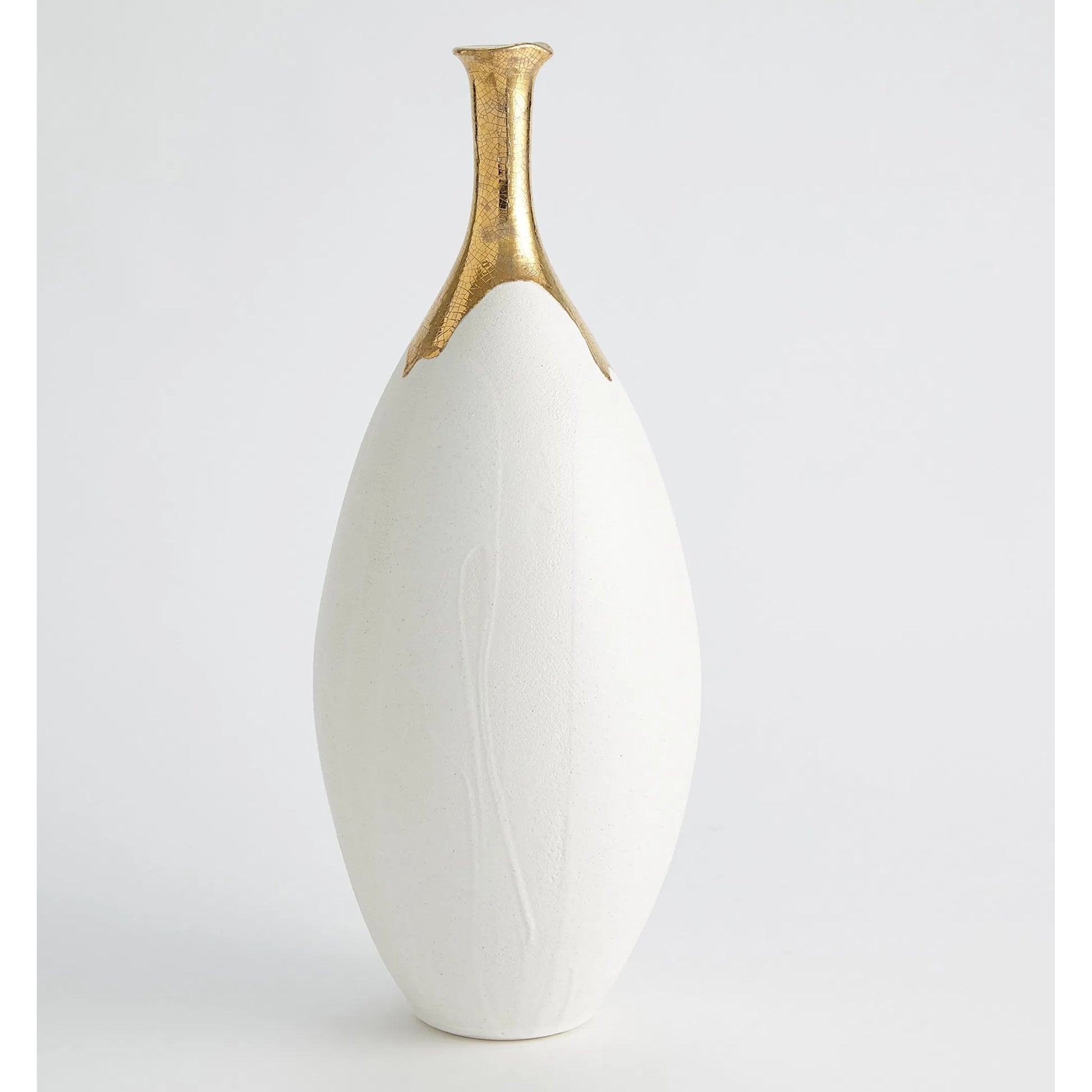 Dipped Golden Crackle/White Slender Vase by Global Views in white and gold. Made from unique in a modern style.