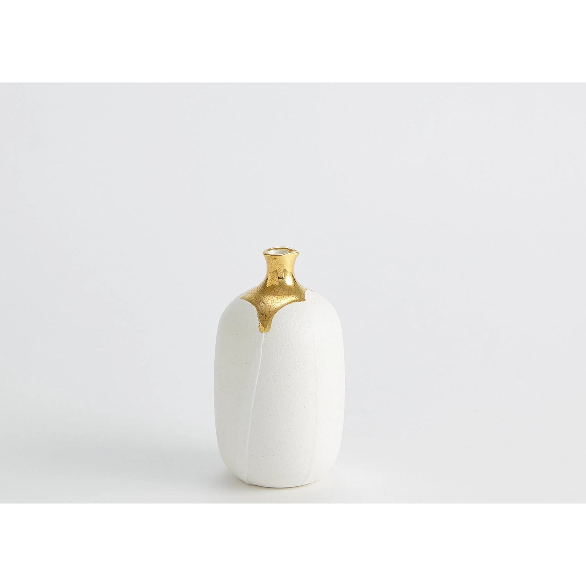 Dipped Golden Crackle/White Cylinder Vase by Global Views in white and gold. Made from unique in a modern style.