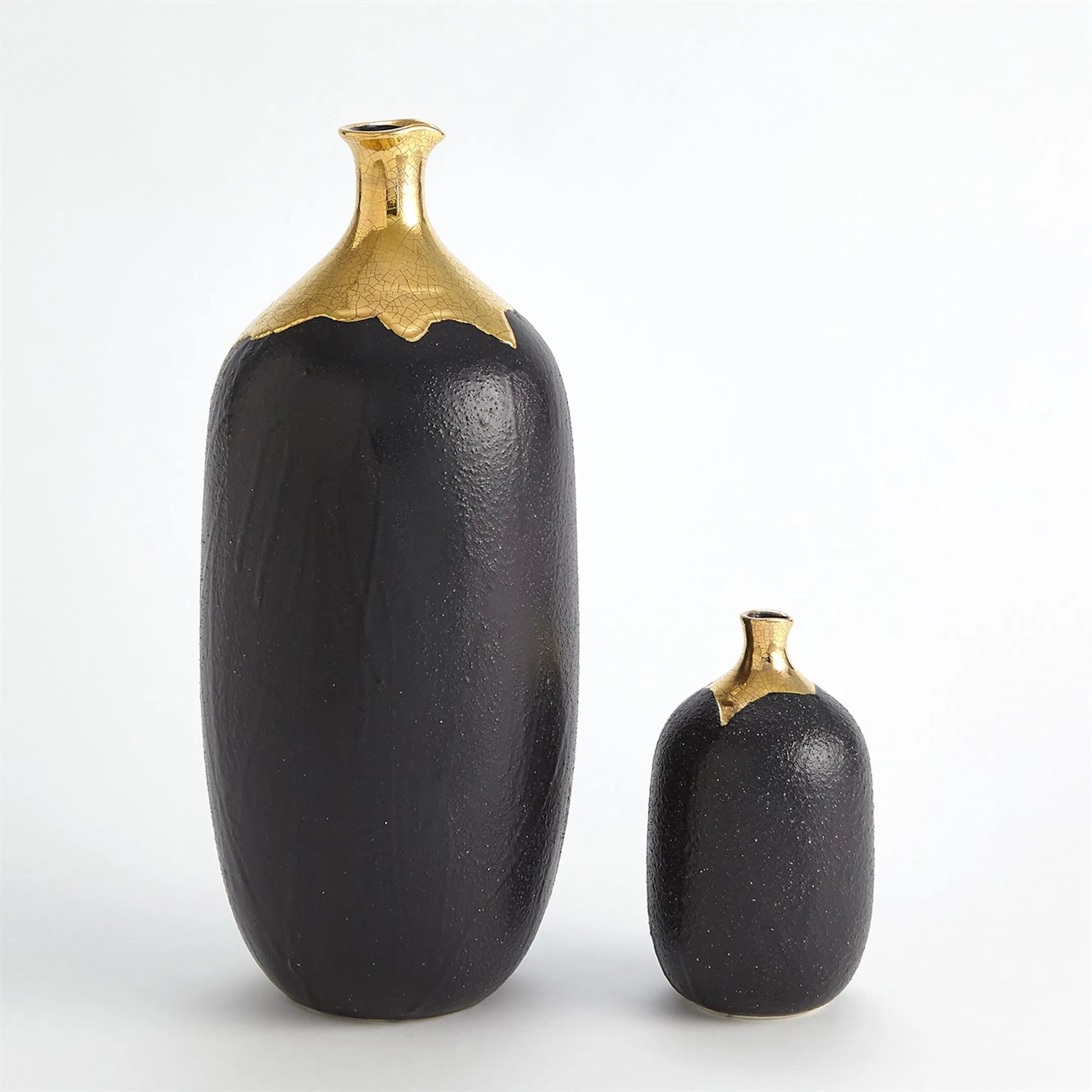Dipped Golden Crackle/Black Sphere Vase by Global Views in black and gold. Made from unique in a modern style.