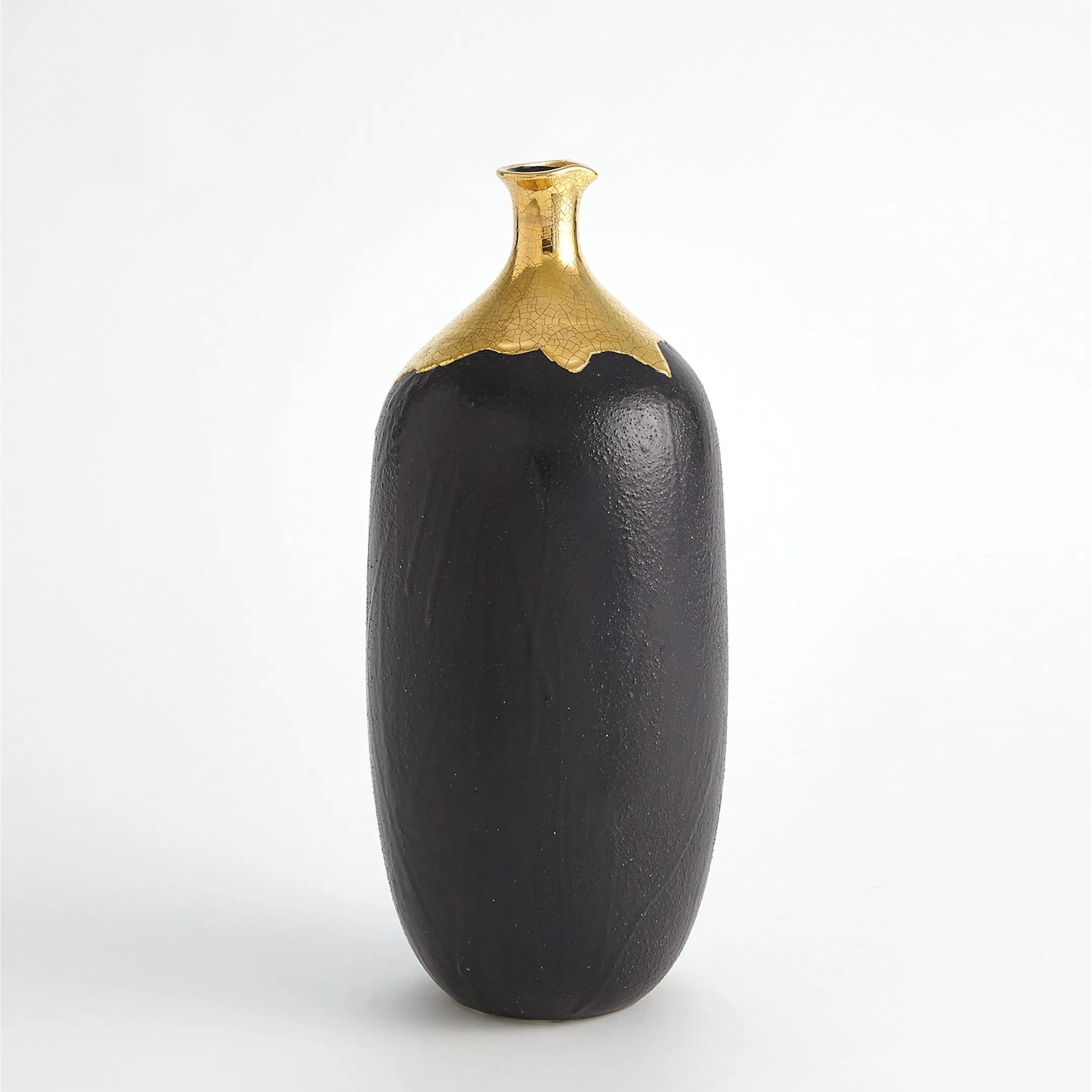Dipped Golden Crackle/Black Cylinder Vase by Global Views in black and gold. Made from unique in a modern style.