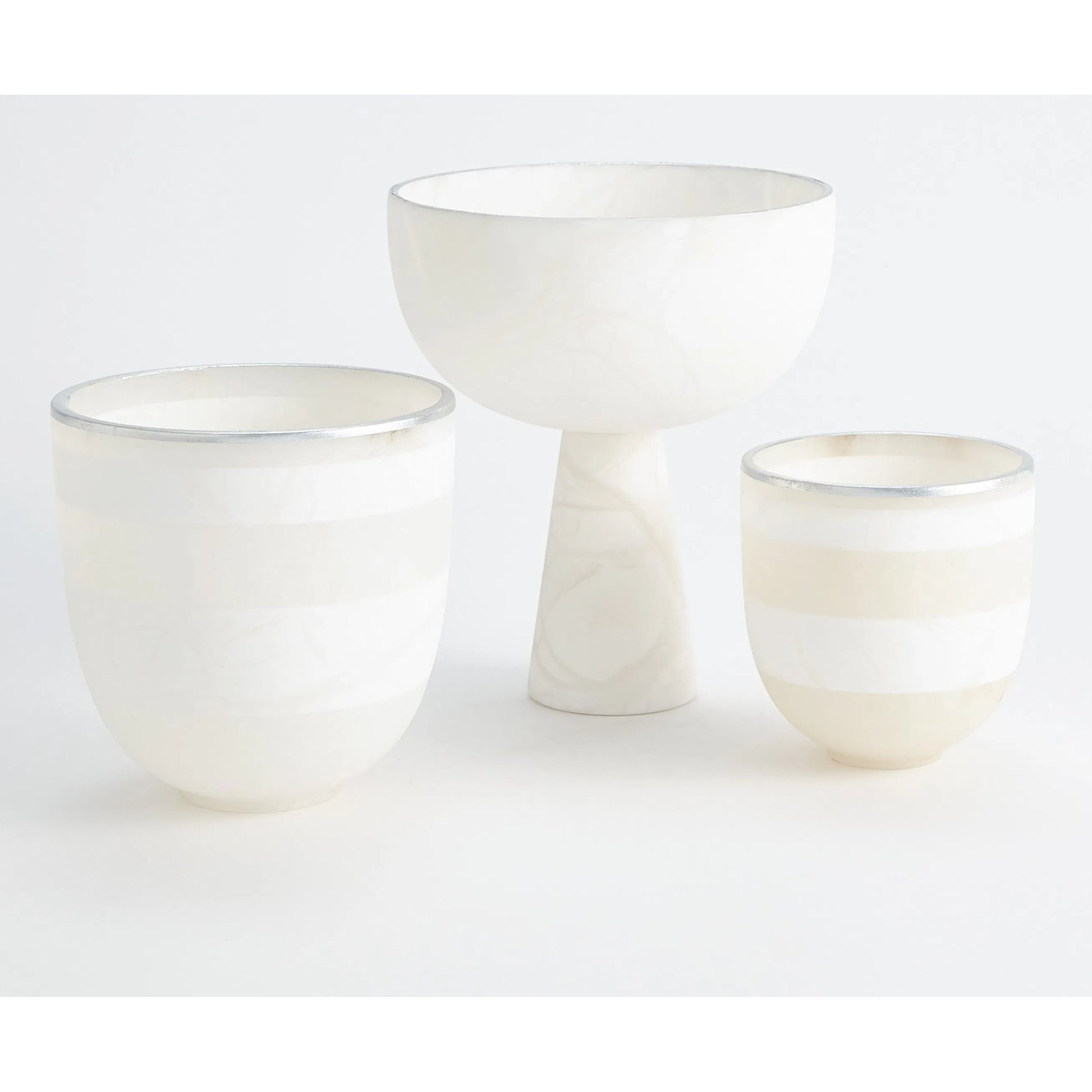 Footed Alabaster Bowl with Silver by Global Views in silver. Made from unique in a unique style.