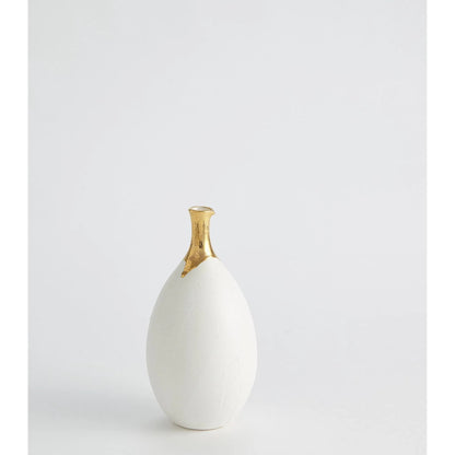 Dipped Golden Crackle/White Slender Vase by Global Views in white and gold. Made from unique in a modern style.
