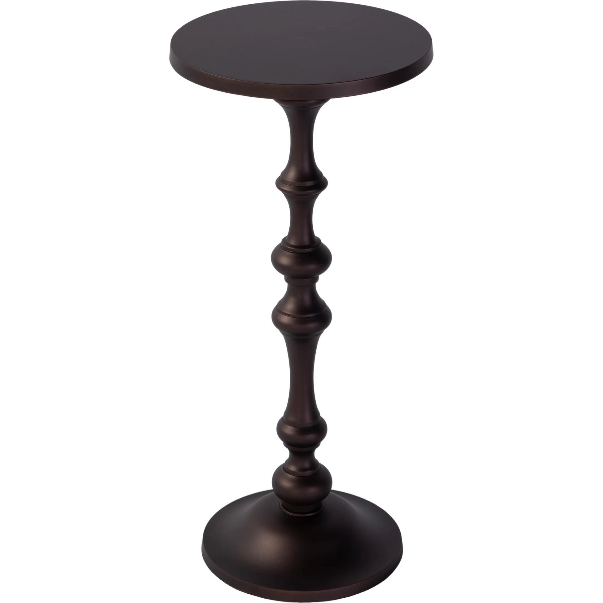 Passeo Pedestal Base End Table by Butler Specialty Company. Made from aluminum in a traditional style.