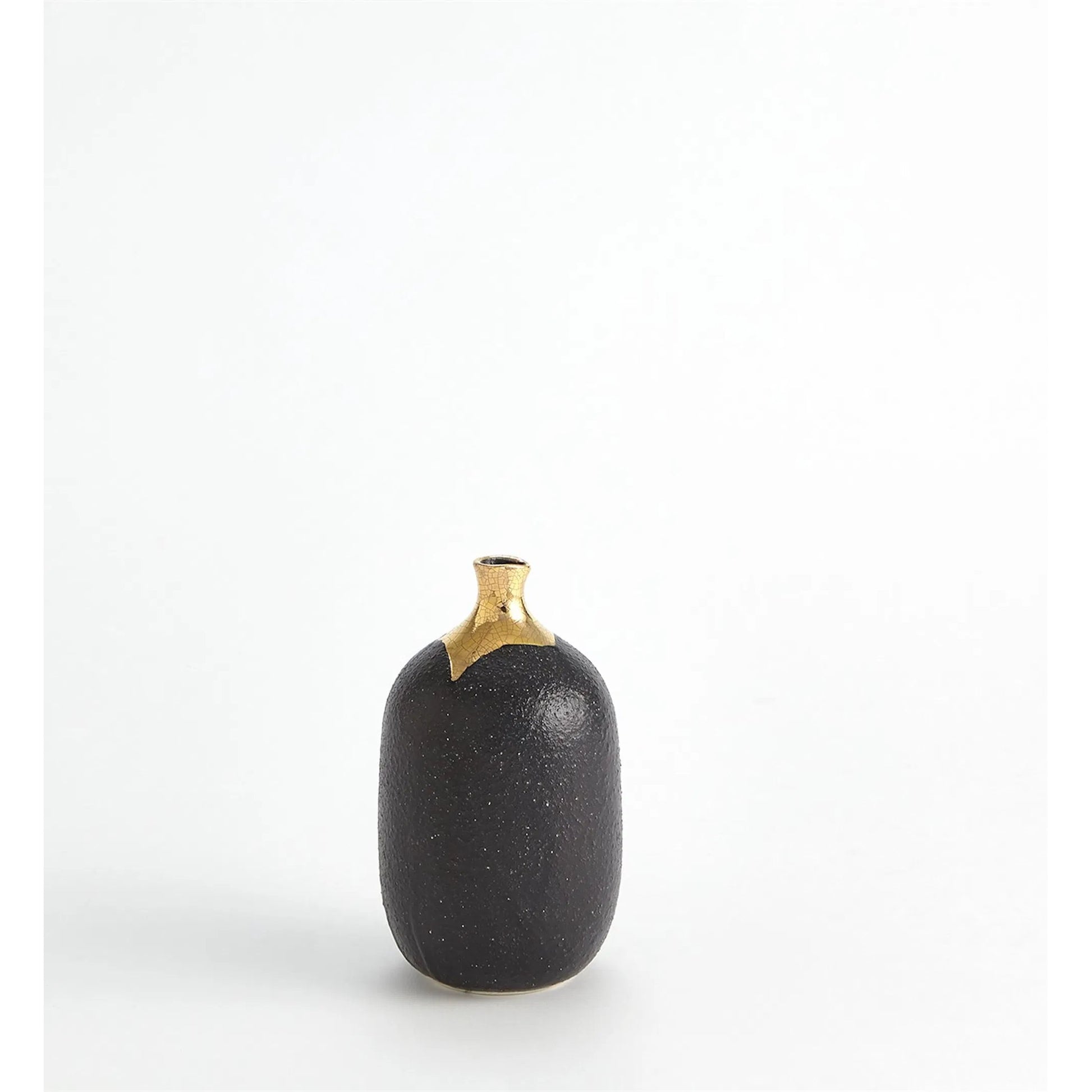 Dipped Golden Crackle/Black Cylinder Vase by Global Views in black and gold. Made from unique in a modern style.