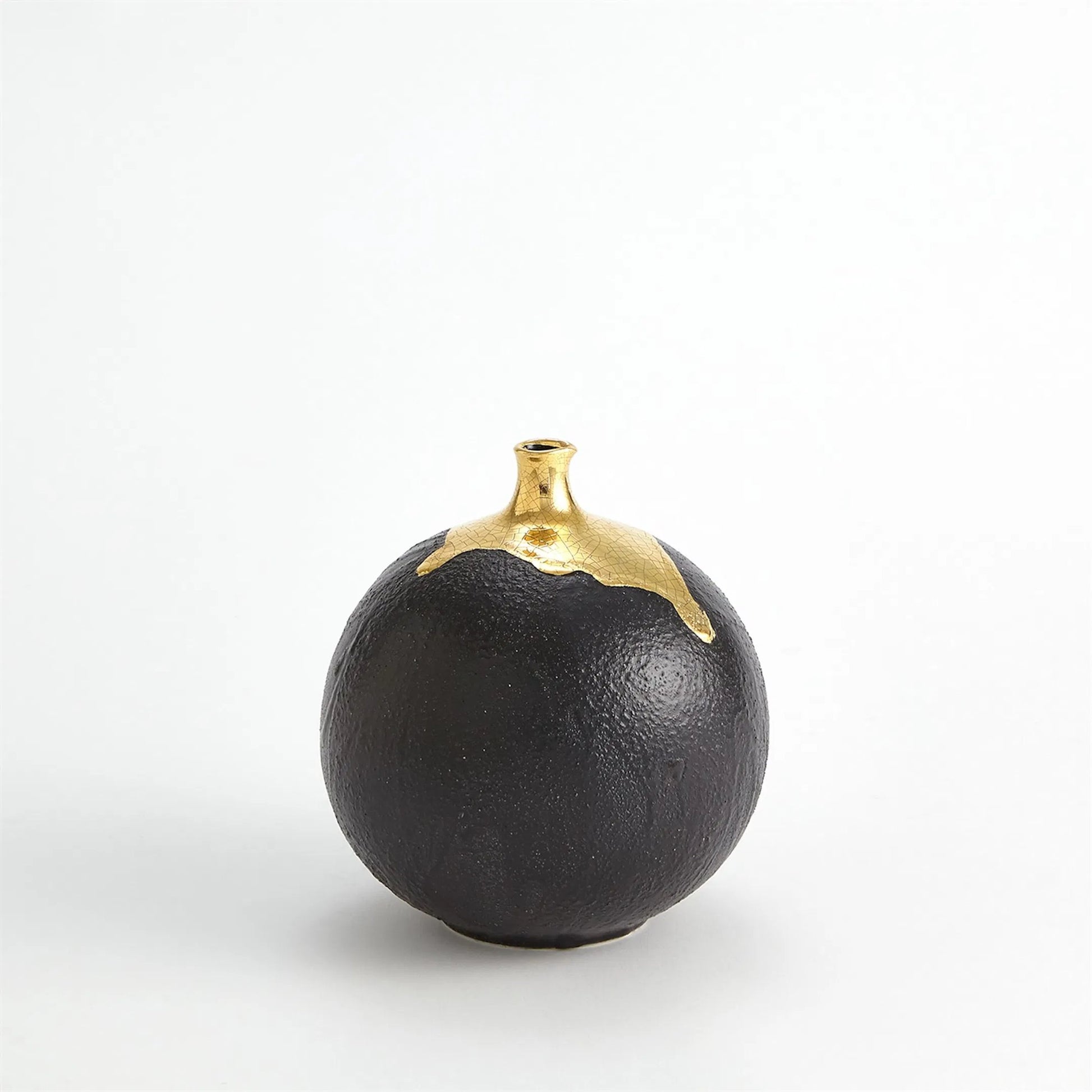 Dipped Golden Crackle/Black Slender Vase by Global Views in black and gold. Made from unique in a modern style.