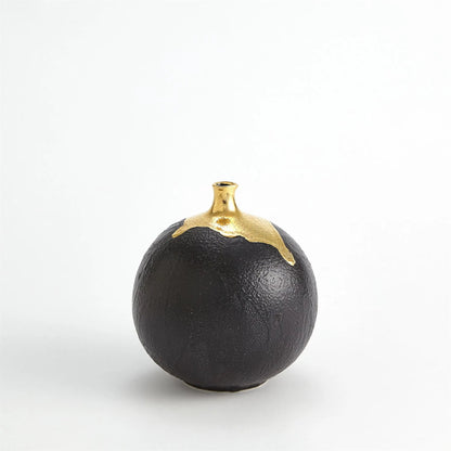 Dipped Golden Crackle/Black Slender Vase by Global Views in black and gold. Made from unique in a modern style.