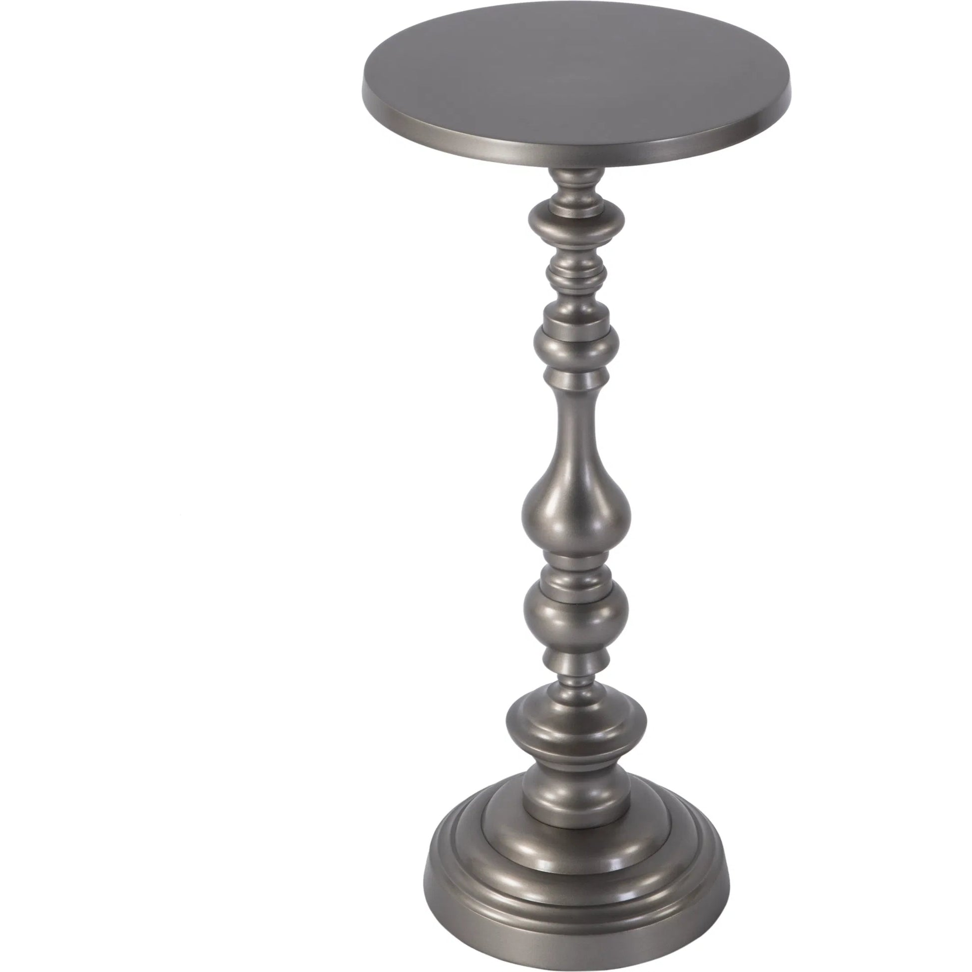Mario Pedestal Base End Table by Butler Specialty Company. Made from aluminum in a traditional style.