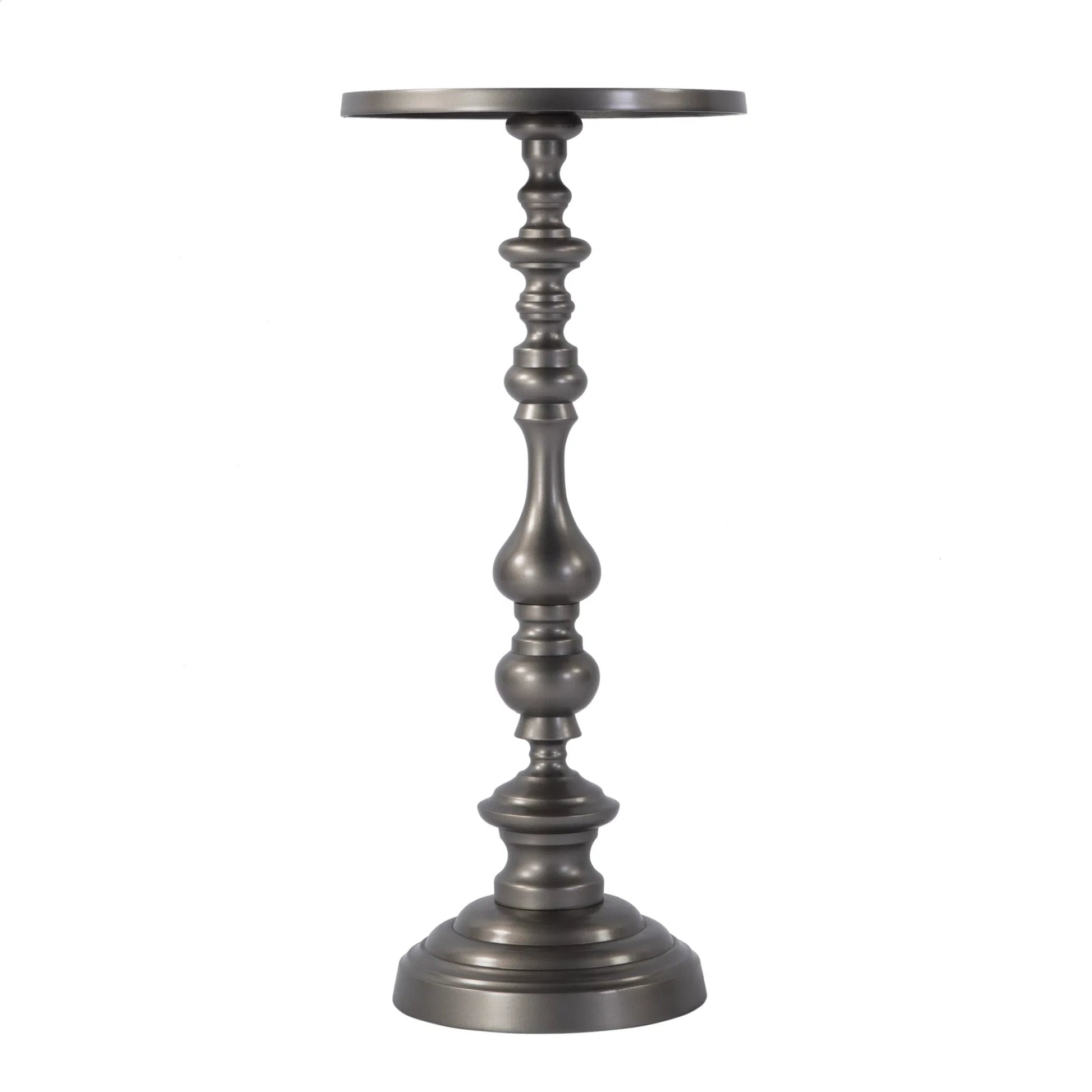 Mario Pedestal Base End Table by Butler Specialty Company. Made from aluminum in a traditional style.