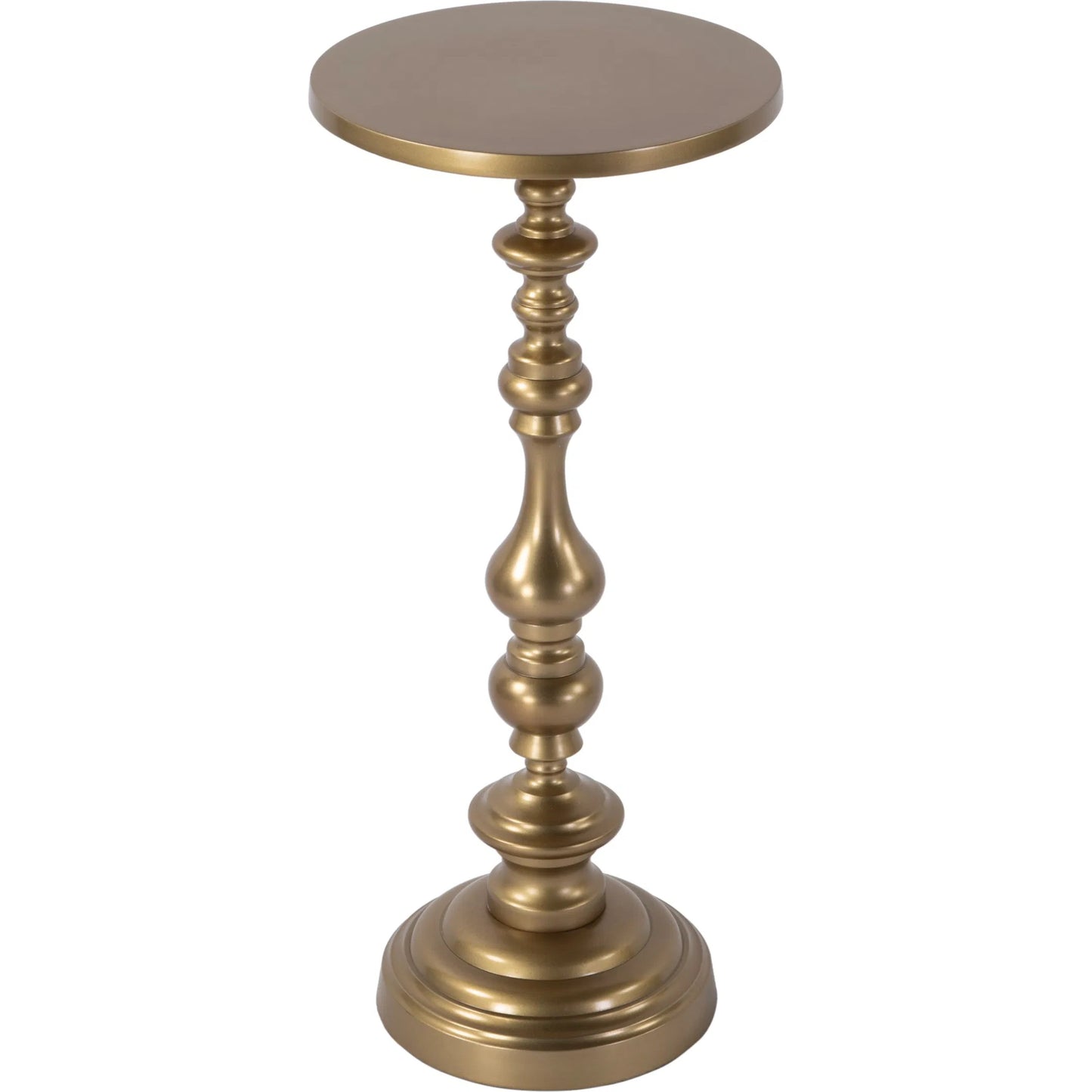 002 SI-2379618 | Primary Silo | Mario Pedestal Base End Table by Butler Specialty Company. Made from aluminum in a traditional style.