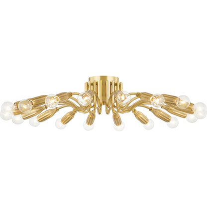 Barney Semi Flush by Hudson Valley in aged brass. Made from steel, aluminum in a modern style.