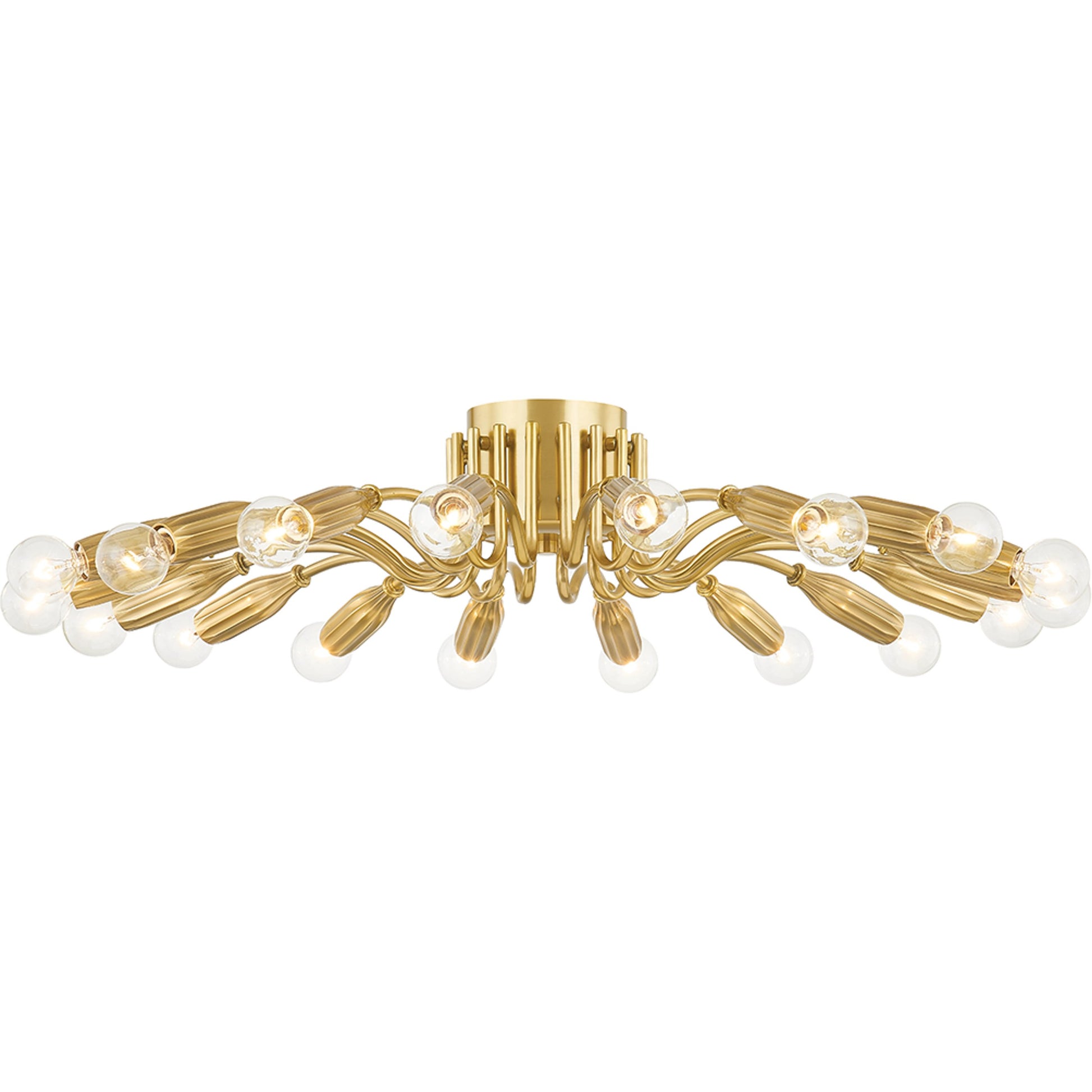Barney Semi Flush by Hudson Valley in aged brass. Made from steel, aluminum in a modern style.