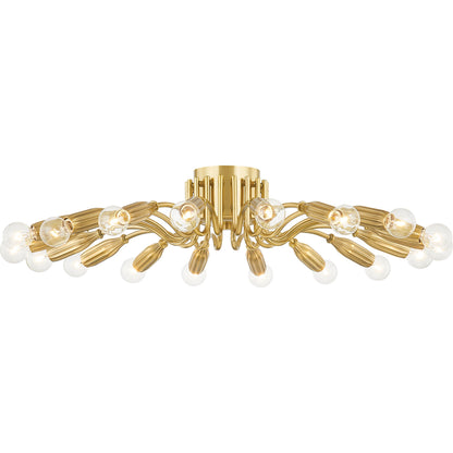 Barney Semi Flush by Hudson Valley in aged brass. Made from steel, aluminum in a modern style.