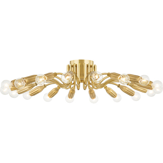 Barney Semi Flush by Hudson Valley in aged brass. Made from steel, aluminum in a modern style.