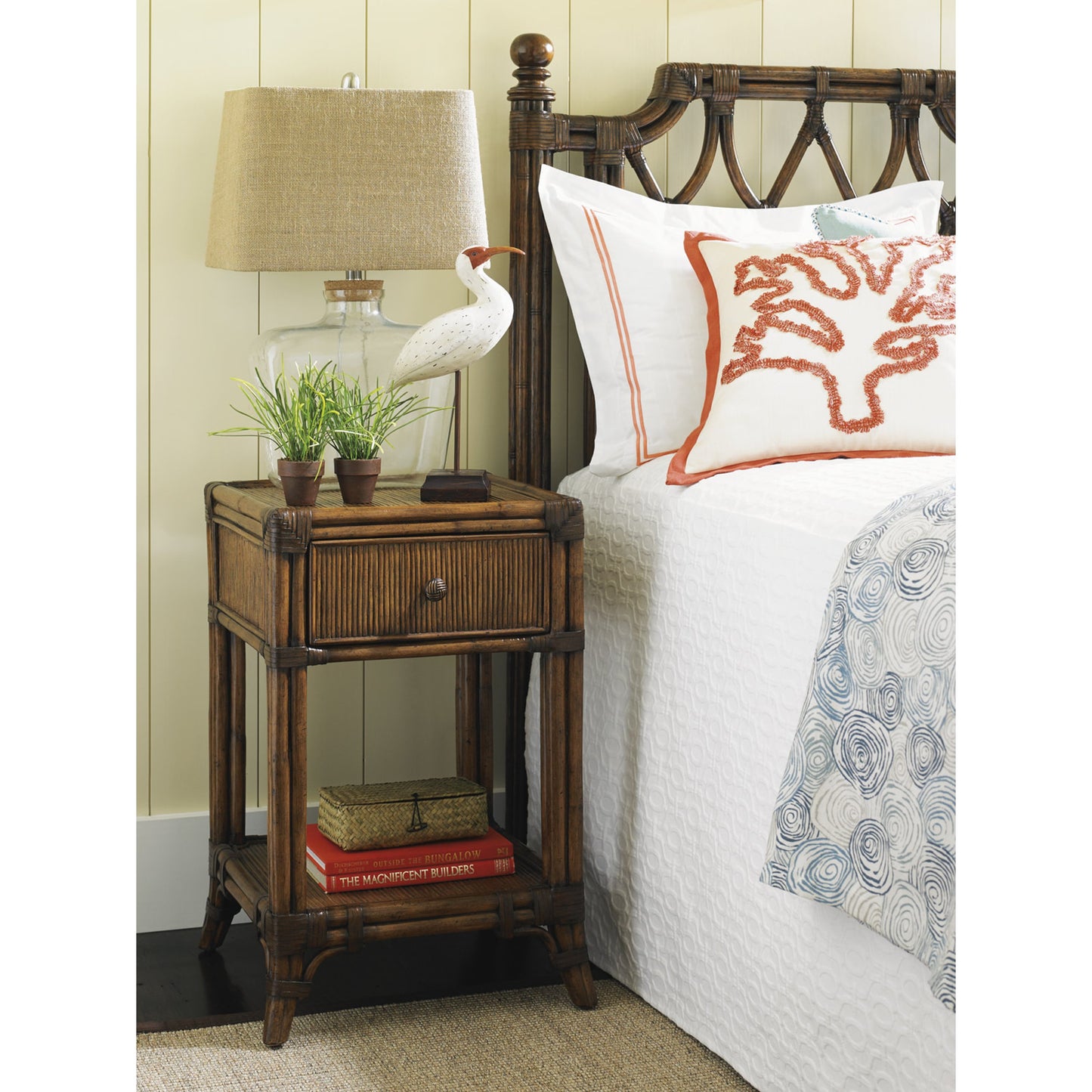 004 SR-836058 | Lifestyle | Del Sol Bedside Table by Tommy Bahama Home. Made from unique in a coastal style.