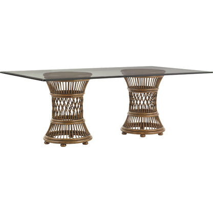 Aruba Dining Table with 84 X 48 Inch Glass Top by Tommy Bahama Home. Made from unique in a coastal style.