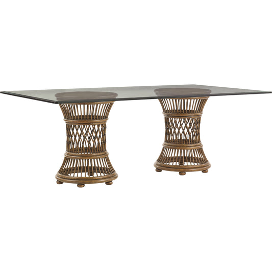 Aruba Dining Table with 84 X 48 Inch Glass Top by Tommy Bahama Home. Made from unique in a coastal style.