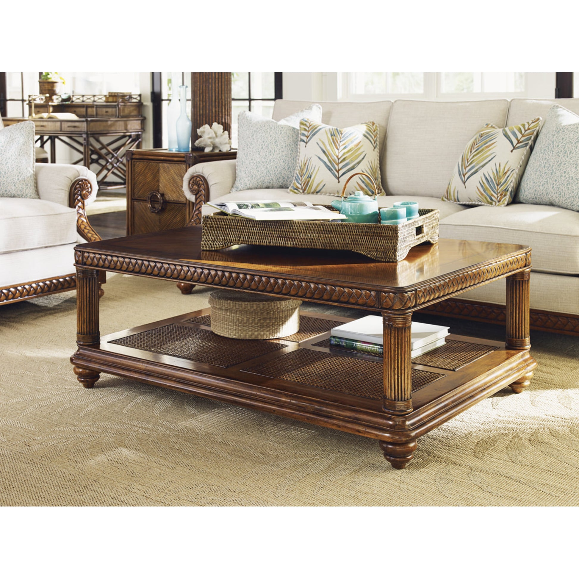 Vineyard Point Rectangular Cocktail Table by Tommy Bahama Home. Made from unique in a traditional style.