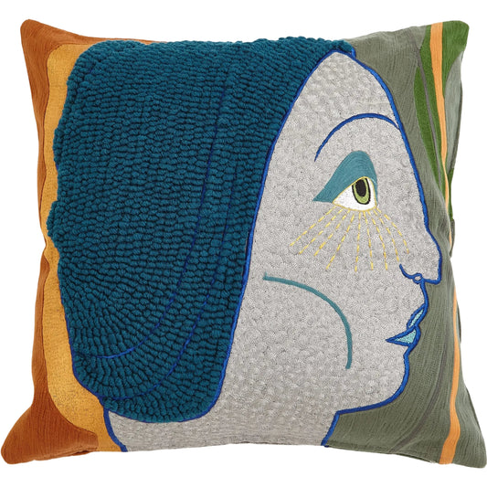 Frau Heidi Pillow by Global Views in natural. Made from front, back cotton sheeting in a eclectic & global style.