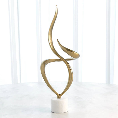Swirl Metal Sculpture by Global Views in brass and marble. Made from unique in a transitional style.
