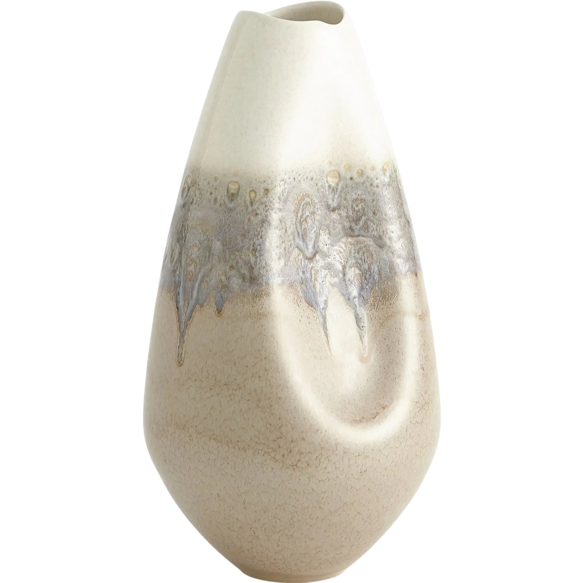 Cream Rises Dented Vase by Global Views in cream and ivory. Made from unique in a modern style.