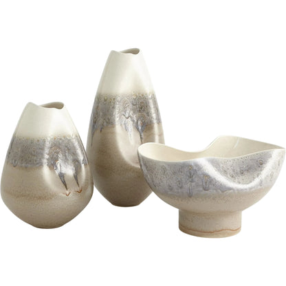 Cream Rises Dented Vase by Global Views in cream and ivory. Made from unique in a modern style.