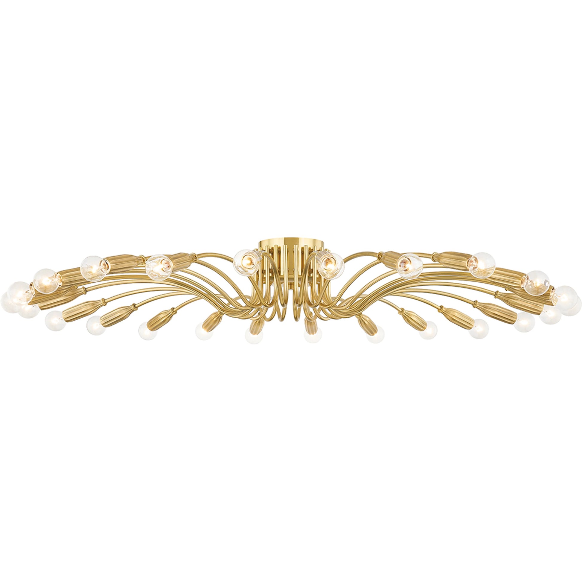 Barney Semi Flush by Hudson Valley in aged brass. Made from steel, aluminum in a modern style.