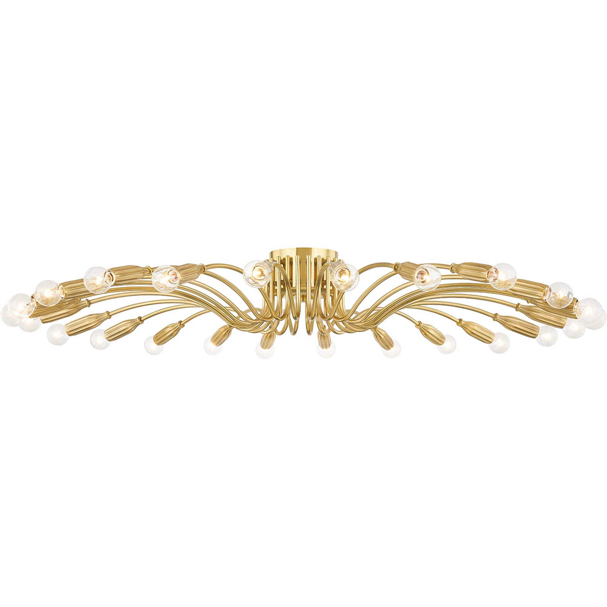 Barney Semi Flush by Hudson Valley in aged brass. Made from steel, aluminum in a modern style.