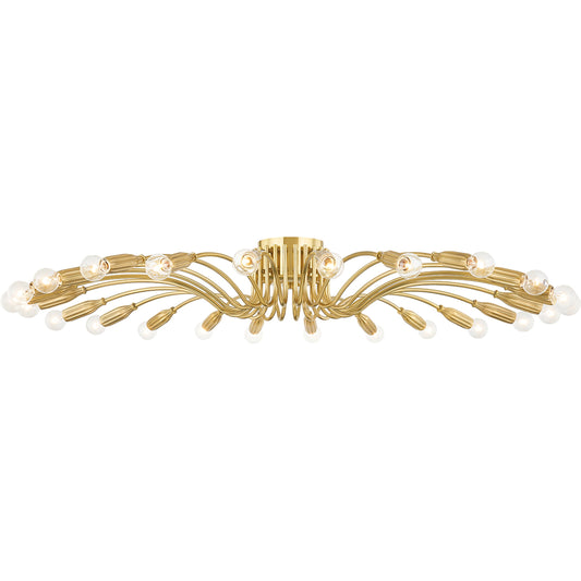Barney Semi Flush by Hudson Valley in aged brass. Made from steel, aluminum in a modern style.