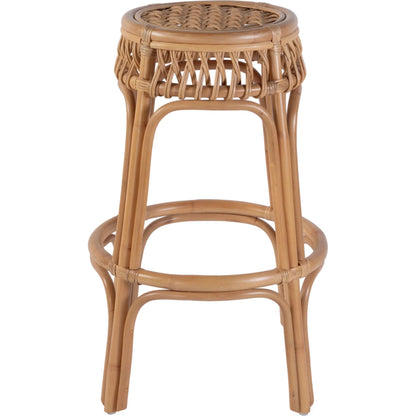 Antigua Round Bar Stool by Butler Specialty Company in natural rattan. Made from rattan in a rustic style.