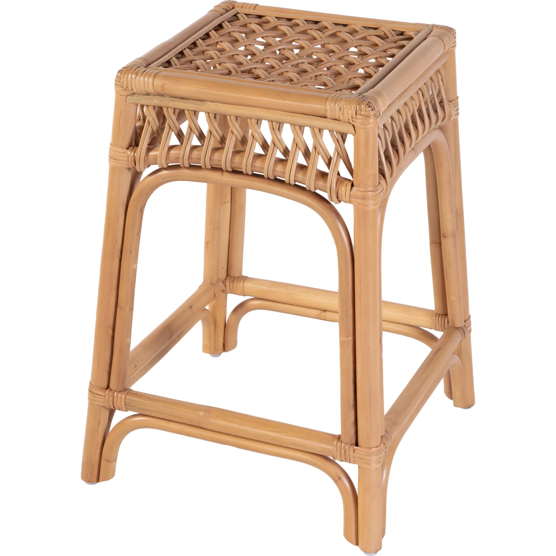 Antigua Square Counter Stool by Butler Specialty Company in natural rattan. Made from rattan in a rustic style.