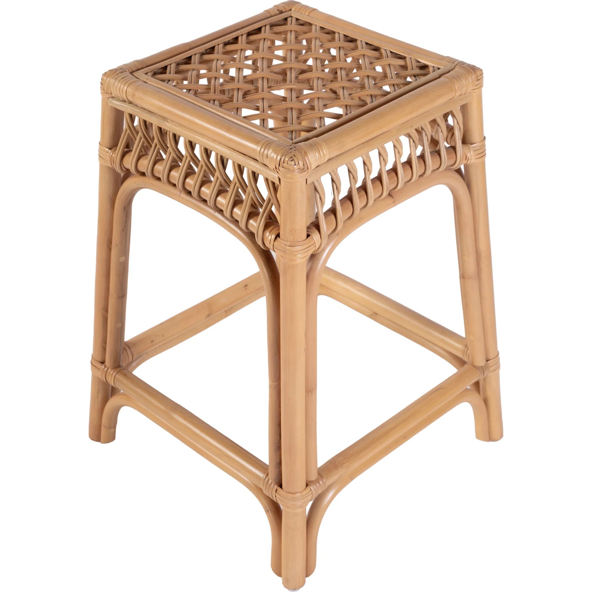 Antigua Square Counter Stool by Butler Specialty Company in natural rattan. Made from rattan in a rustic style.