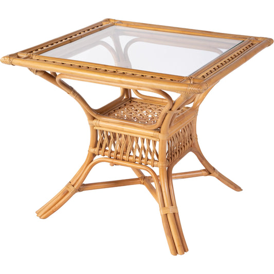 Antigua Dining Table by Butler Specialty Company in natural rattan. Made from rattan, glass in a unique style.