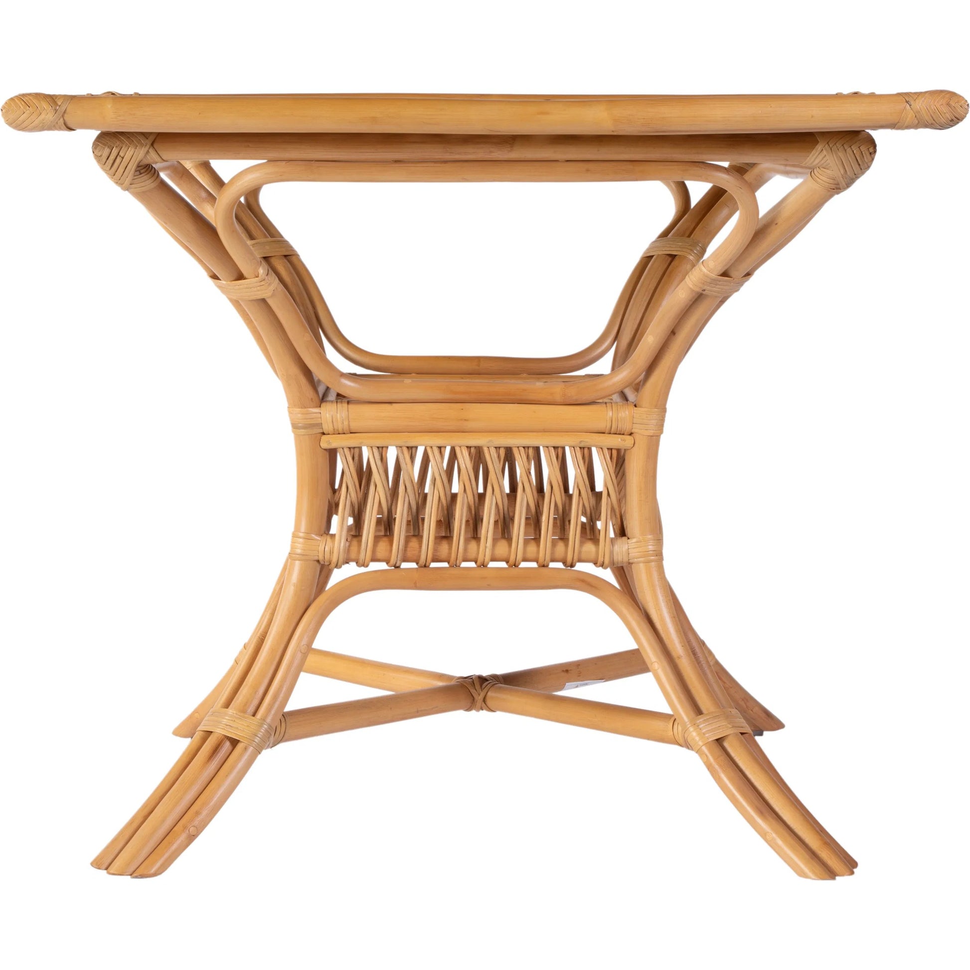 Antigua Dining Table by Butler Specialty Company in natural rattan. Made from rattan, glass in a rustic style.