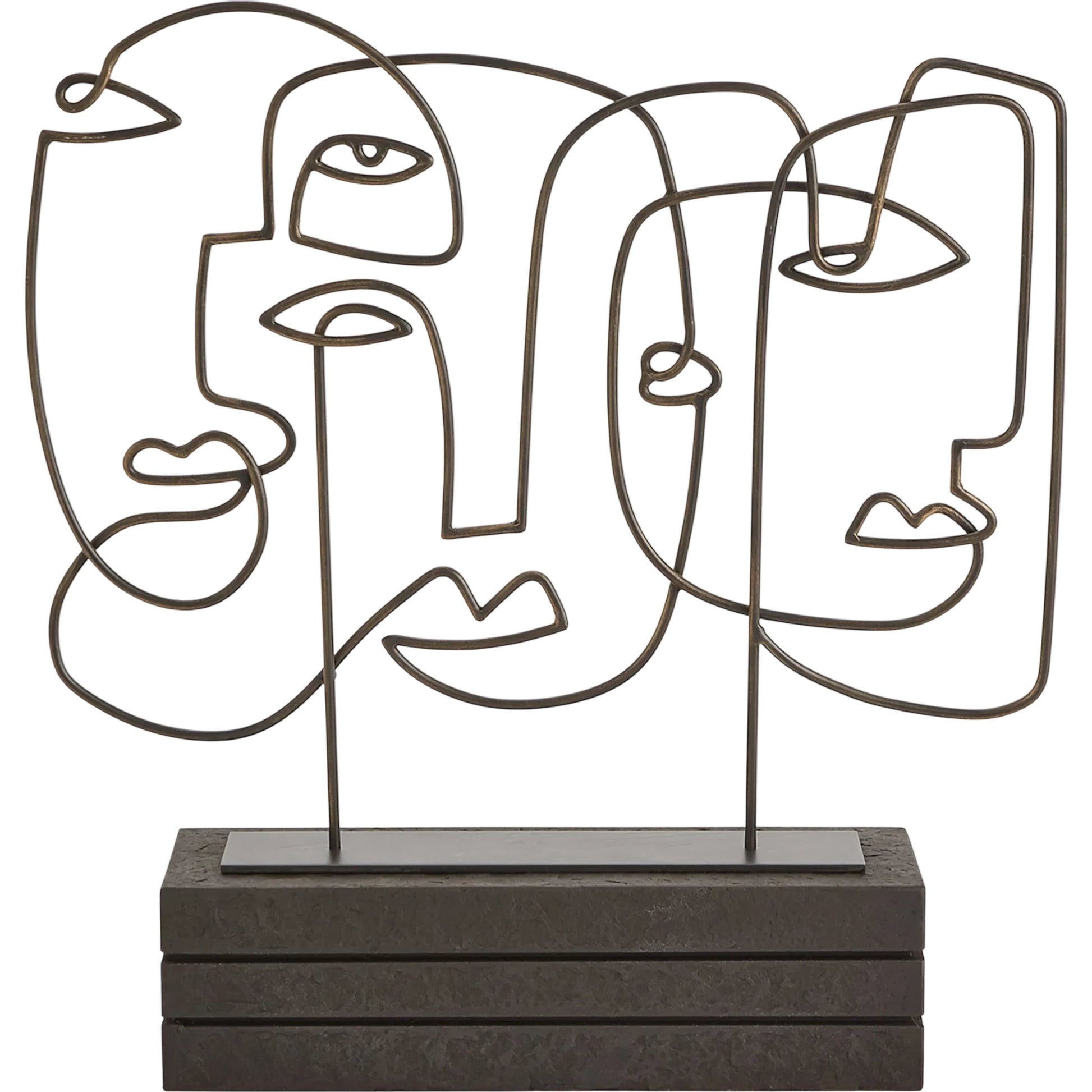 Congregation Sculpture by Global Views in bronze. Made from iron 50%, honed black marble 50% in a eclectic & global style.