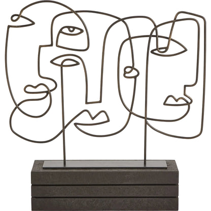Congregation Sculpture by Global Views in bronze. Made from iron 50%, honed black marble 50% in a eclectic & global style.