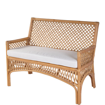 Antigua Dining Bench by Butler Specialty Company in natural rattan. Made from rattan, foam, fabric in a rustic style.