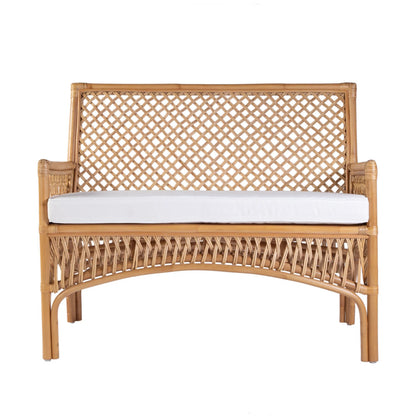 Antigua Dining Bench by Butler Specialty Company in natural rattan. Made from rattan, foam, fabric in a rustic style.