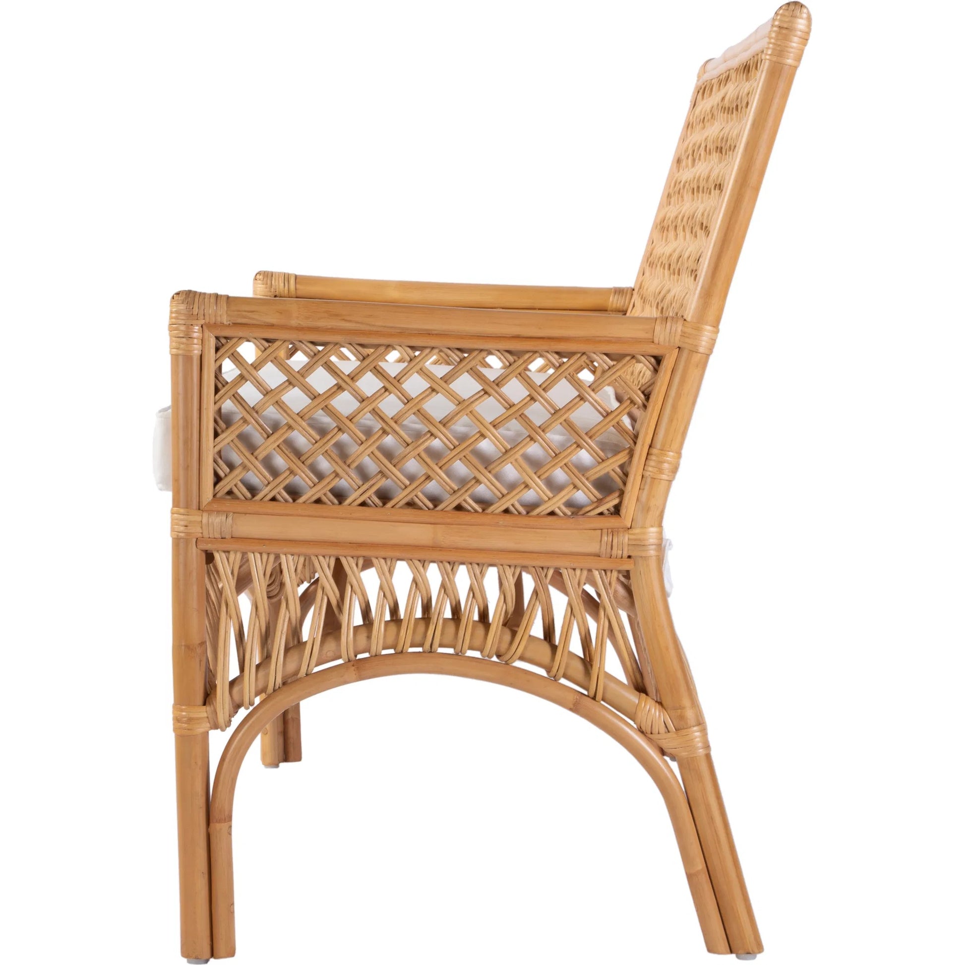 Antigua Dining Bench by Butler Specialty Company in natural rattan. Made from rattan, foam, fabric in a rustic style.