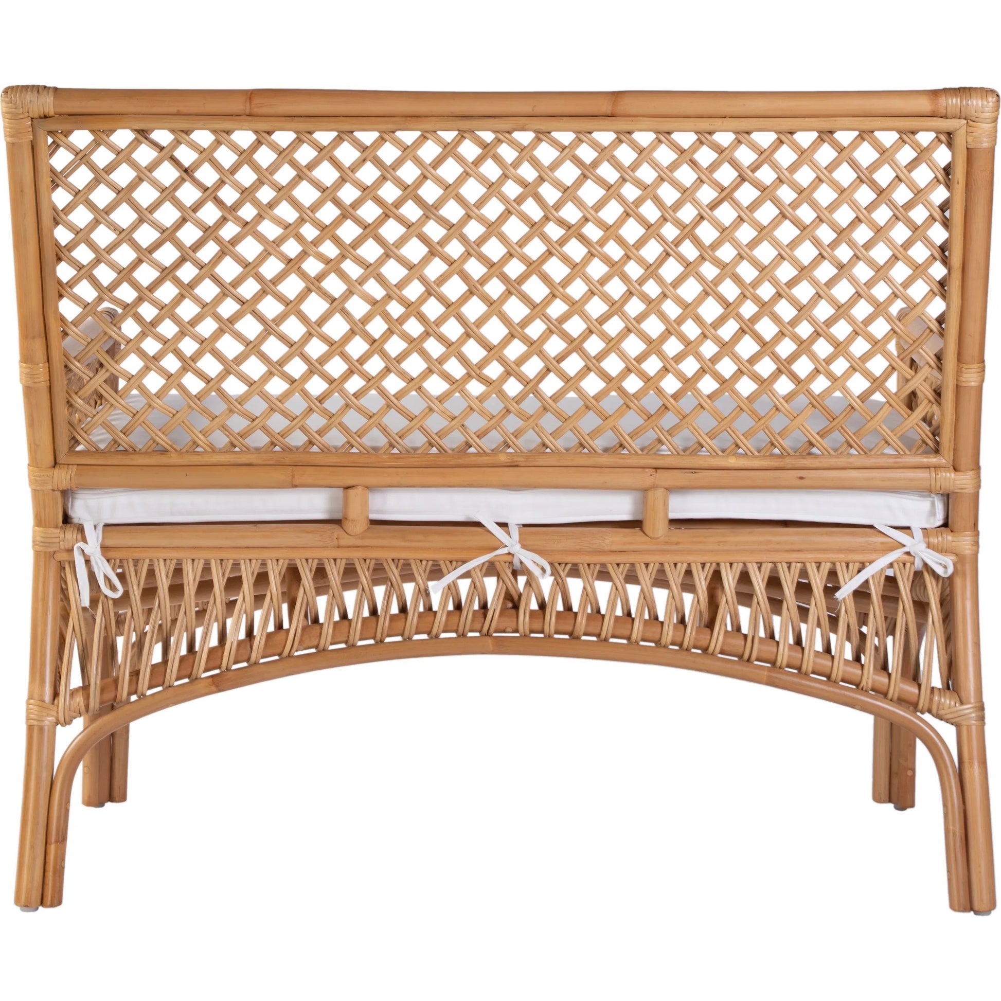 Antigua Dining Bench by Butler Specialty Company in natural rattan. Made from rattan, foam, fabric in a rustic style.