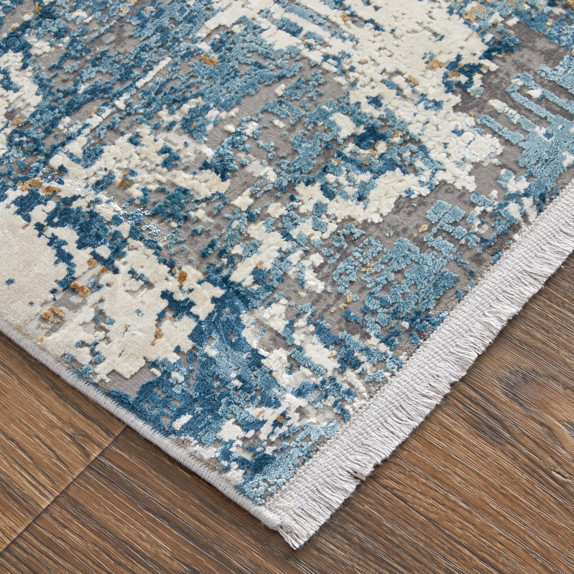 Cadiz Rug - 3891F by Feizy in ivory, tan, blue. Made from viscose, acrylic in a unique style.