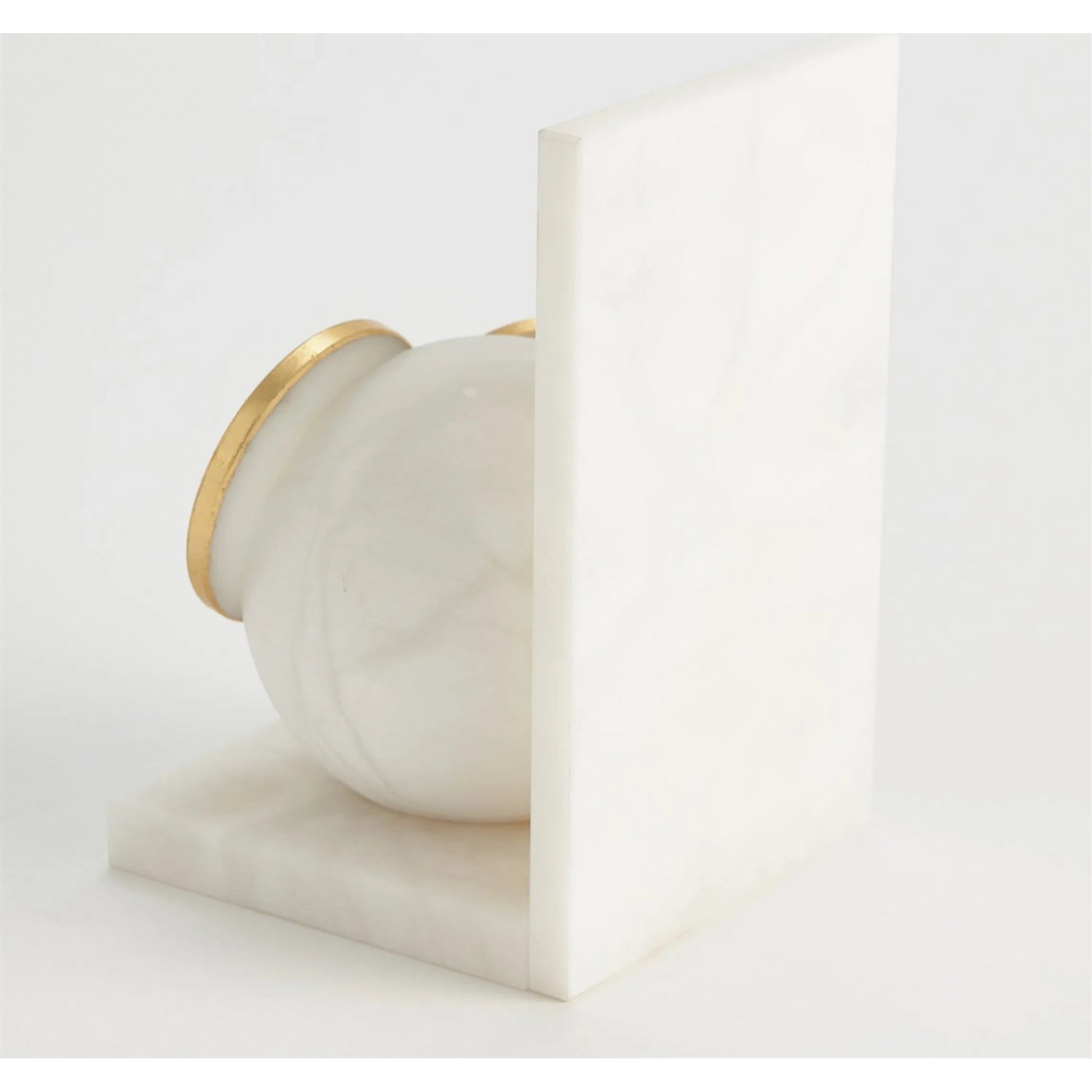 Pair Alabaster Big Eyed Owl Bookends by Global Views in alabaster and gold. Made from unique in a eclectic & global style.