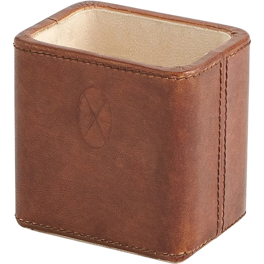 Signature Tobacco Pencil Cup by Global Views in tobacco and leather. Made from unique in a unique style.