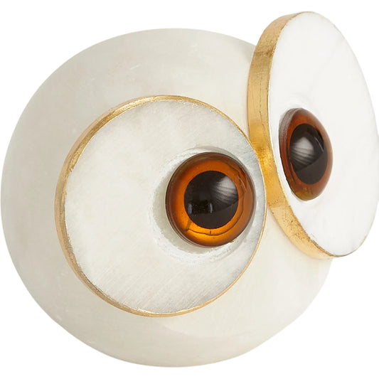 Alabaster Big Eyed Owl by Global Views in natural. Made from alabaster in a unique style.