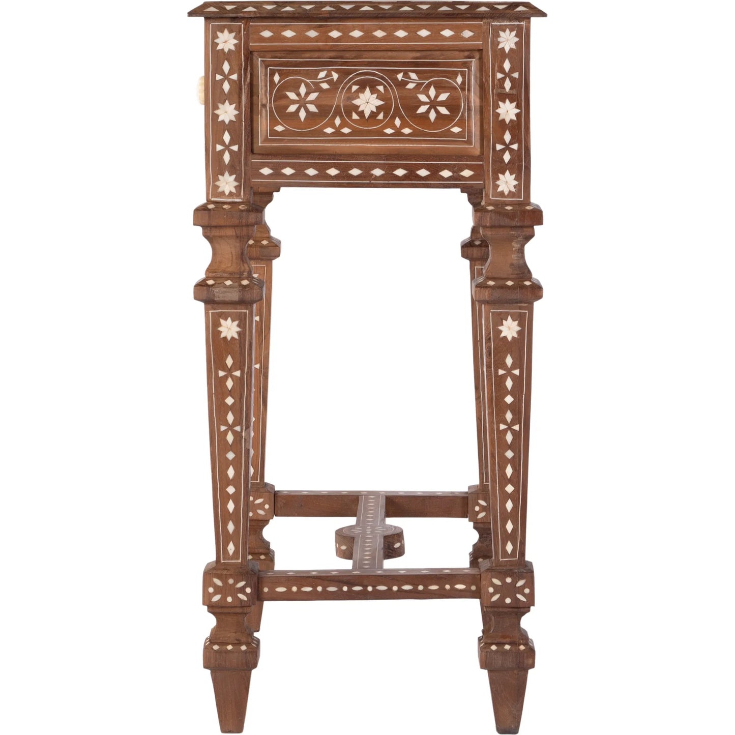 002 SI-2458735 | Additional Silo | Rashmi End Table by Butler Specialty Company in brown, bone inlay. Made from teak, bone-inlay in a traditional style.