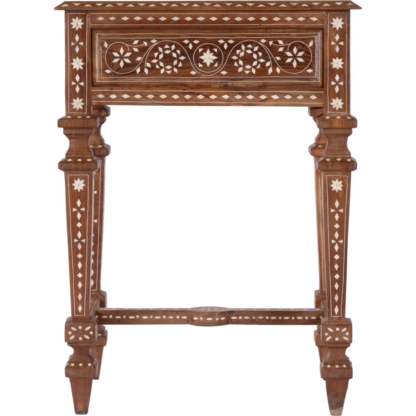 003 SI-2458735 | Additional Silo | Rashmi End Table by Butler Specialty Company in brown, bone inlay. Made from teak, bone-inlay in a traditional style.